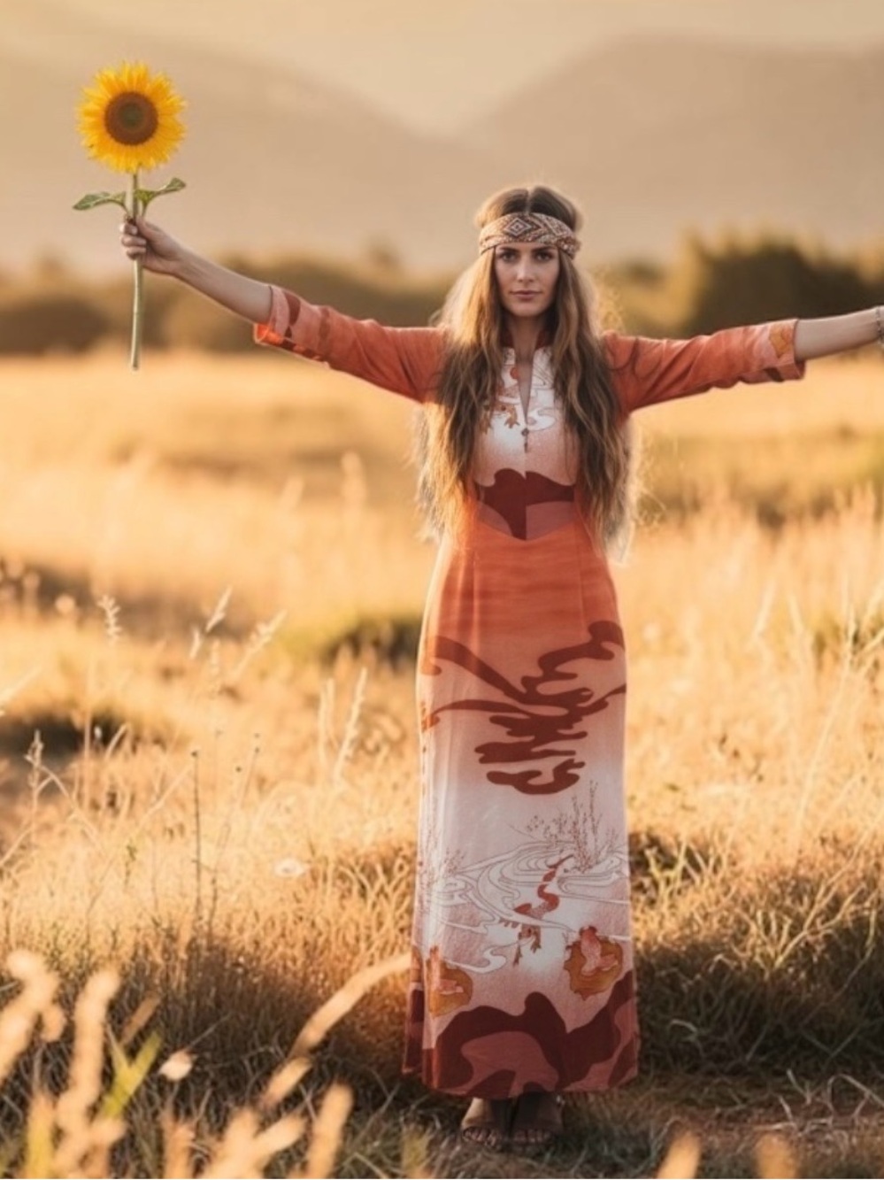 Butterfield Vintage 60s psychedelic peace frog Maxi Dress